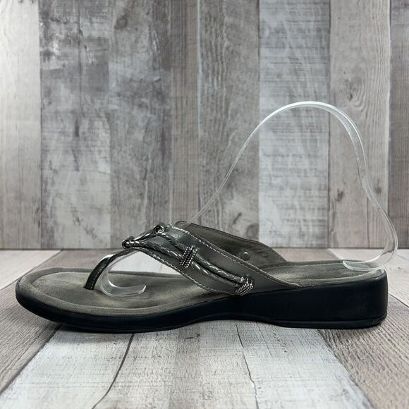 Minnetonka Women's Silverthorne Thong Sandals Flip Flops Leather Silver Size 9 - Picture 9 of 12